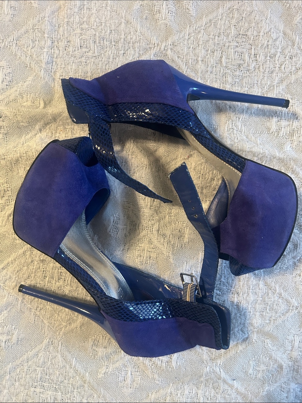 Bakers Purple Suede & Patent Platform Stilettos